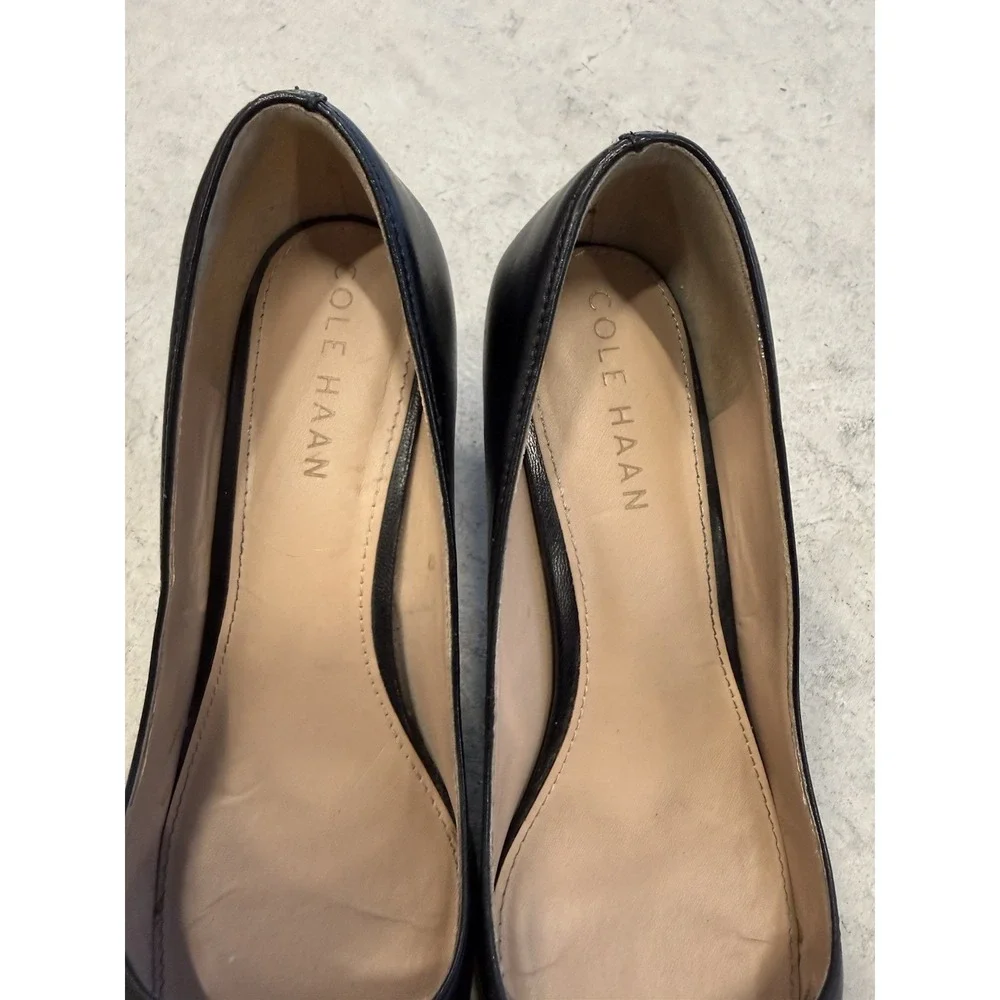 Cole Haan Women's Black Pointed Toe Block Heel Slip-On Pumps Size 5B